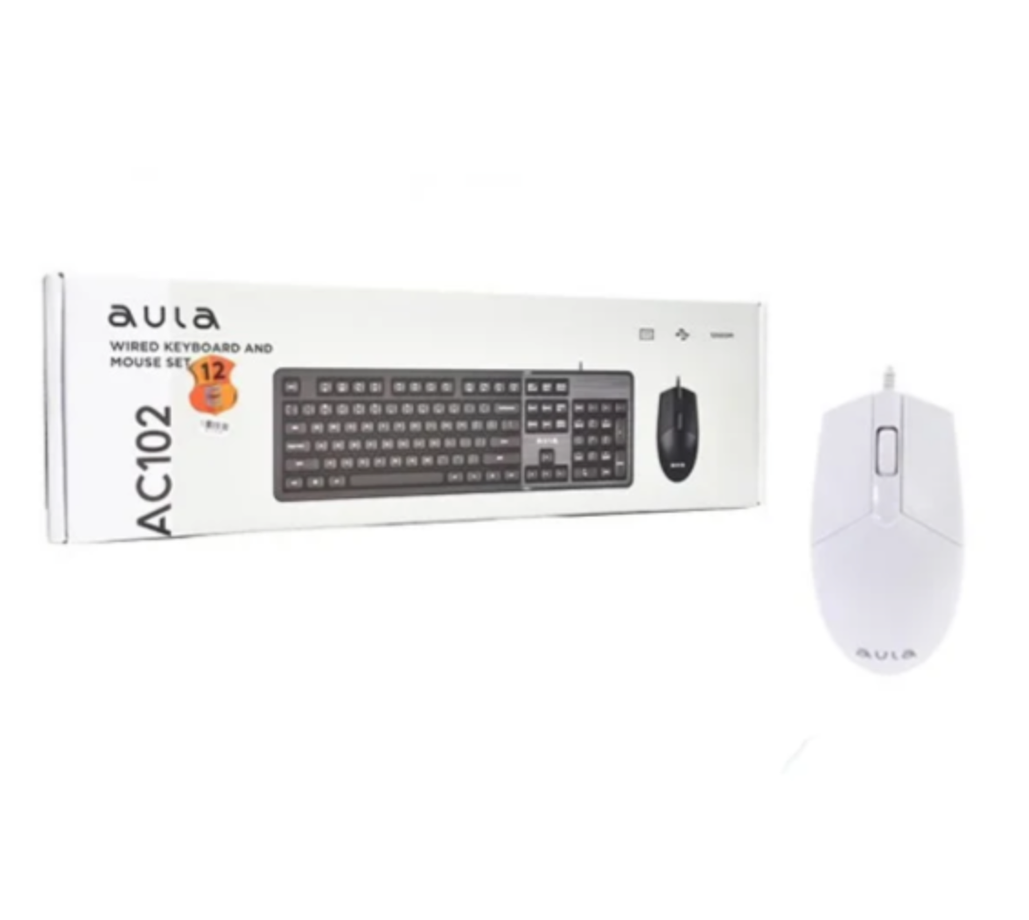 قیمت و خرید کیبورد و موس سفید AULA AC102